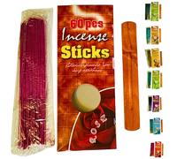 Pack Incienso Sorpresa Natural | 60 Varillas sin Tóxicos + Quemador de Madera | Palitos para Quemar y Limpiar Energías | Ideal si no Sabes qué Fragancia Elegir