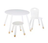 Miroytengo Pack Infantil Mesa + Silla + Taburete Douceur Dormitorio Infantil Melamina Color Blanco
