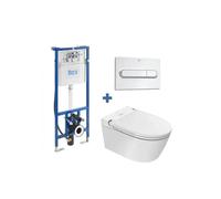 Pack inodoro japonés suspendido inteligente con placa pulsadora cromo Eos Pro de Nashi