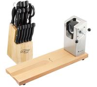 Pack Jamonero 62X19.5X3,3 Cm Bergner Colección Masterpro y un Juego De Cuchillos, 15 Piezas, En Acero Inoxidable