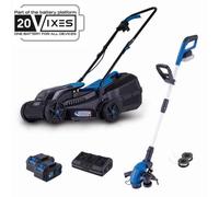 Pack Jardín Scheppach 20V IXES Cortadora y Desbrozadora 2 Baterías 4Ah