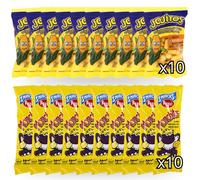 Pack Jojitos + Monchitos - 10 Bolsas Gusanitos Aperitivo de Maíz 7gr + 10 Bolsas Arroz Inflado Horneado Sabor Jamón 10gr.