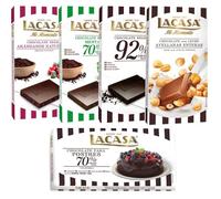 Pack Lacasa 5 deliciosas tabletas de chocolate:leche avellana 200gs, arandanos, menta,cacao 92%,culinaria