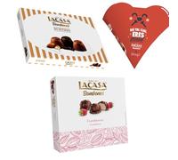 Pack Lacasa bombones corazón mr wonderfull 60G & bombones surtido 95 G & bombones frambuesa 200 g