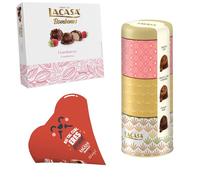 Pack Lacasa bombones corazón mr wonderfull 60G & bombones surtido lata 180 G & bombones frambuesa 200 g