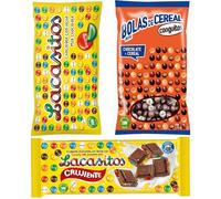 Pack Lacasitos bolsa 1kg,Conguitos mini bolas cereal mix 1kg,Lacasitos tableta crujiente 90g
