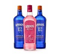 Pack Larios Gin Premium 3 Botellas - 2 Gin Mediterránea 12 + 1 Rosé con Fresas 70cl