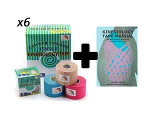 Pack: Libro Kinesiology Tape Manual + 6 Rollos Vendaje Neuromuscular Temtex Kinesiology Tape