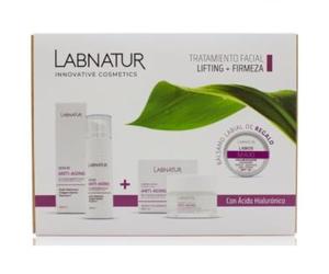 Pack Lifting Firmeza Labnatur. Tratamiento Facial, Crema y Serum Anti-Aging. Con Acido Hialurónico. Bálsamo Labial Voluminizador de Regalo. Hidratación contra las Arrugas.