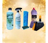 PACK LIMPIEZA ECO-JIN MULTISUPERFICIES FORMADO POR ESCOBA INTERIORES Y EXTERIORES + FREGONA OPTIMUS + DIFUSOR + BAYETA Y ESTROPAJO CON ESPONJA (SPA)
