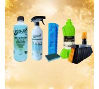PACK LIMPIEZA ECO-JIN MULTISUPERFICIES FORMADO POR ESCOBA INTERIORES Y EXTERIORES + FREGONA TREPADORA + DIFUSOR + BAYETA Y ESTROPAJO CON ESPONJA (SPA)