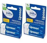Pack Liposan Original (2 x 4,8 g), duplo bálsamo labial de cuidado intensivo, cacao de labios de textura ligera, bálsamo hidratante para unos labios suaves y tersos (Paquete de 2)