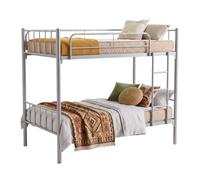 Litera juvenil 90x190 cm desmontable, estructura metal, con 2 colchones, convertible en 2 camas gris 190 cm