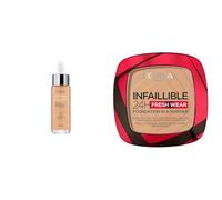 Pack L'oréal Paris Accord Parfait Sérum Con Ácido Hialurónico Tono 2-3 Light + Polvo Compacto Mate Infalible 24h, Larga Duración, Cobertura Media-Alta, Resistente Al Agua, Tono: 140 Golden Beige