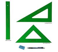 PACK LOTE Faber Castell Técnico - Regla 813-30 Cms + Escuadra 566-28 Cms + Cartabón 666-28 Cms + REGALO