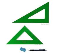 PACK LOTE FC Técnico verde - Escuadra 566-28 Cms + Cartabón 666-28 Cms con sus fundas protectoras + REGALO