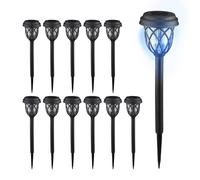 Relaxdays Pack 12 Luces Solares LED, Diseño Farol, Iluminación Jardín y Exteriores, 42,5x10cm, con Estaca, Negro, Cerámica, 42.5 x 10 x 10 cm