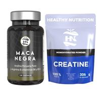 Pack Maca Negra Andina Peruana con L arginina - 120 Capsulas y Creatina Monohidrato en Polvo si sabor 306g (90 Dosis)