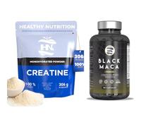 Pack Maca Negra Andina Peruana con L arginina - 50 Capsulas y Creatina Monohidrato en Polvo si sabor 306g (90 Dosis)