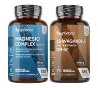 Pack Magnesio Complex 1700mg + Ashwagandha KSM-66 1500mg - 4 Tipos Mg | 400mg Magnesio Elemental con Leucina + Extracto de Withania Somnifera - Cápsulas y Comprimidos Veganos