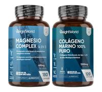 Pack Magnesio Complex 1700mg + Colágeno Marino 1200mg - 4 Tipos Magnesio | 400mg Magnesio Elemental con Leucina + 120 Cápsulas de Colágeno Hidrolizado - Cápsulas Veganas, Sin OGM ni Gluten