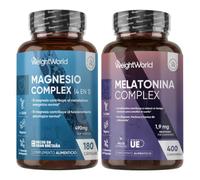 Pack Magnesio Complex 1700mg + Melatonina 1,9mg - Con B6 y Pasiflora | 400mg Magnesio Elemental con Leucina + 400 Comprimidos de Liberación Prolongada - Veganos, +1 Año Suministro