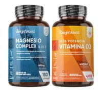 Pack Magnesio Complex 1700mg + Vitamina D3 4000UI - 4 Tipos Magnesio | 400mg Magnesio Elemental con Leucina + Colecalciferol +1 Año - Cápsulas Veganas y Comprimidos, Sin OGM