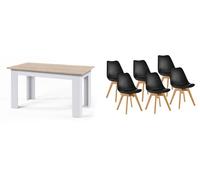 Pack mesa fija de comedor o cocina + 6 sillas nordic