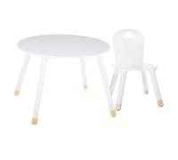 Miroytengo Pack Mesa Infantil Douceur en Melamina con Patas de Madera y Silla a Juego Color Blanco