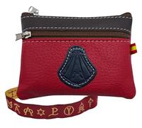 Pack Monedero Capote Torero + Pulsera Hierros Taurinos | Portamonedas con 2 Cremalleras 11 x 9 cm | Cinta Textil Ajustable 28,5 cm | Regalo Taurino (Rojo Capote)