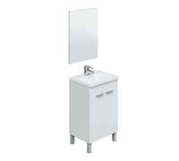 Pack mueble aseo 2 puertas con espejo + armario pared + armario alto color blanco (lavamanos incluido) 50 cm