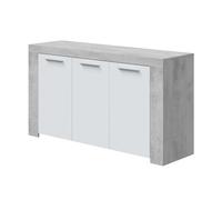 Pack muebles comedor color cemento y blanco salón industrial (mesa centro + aparador + mesa comedor)
