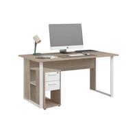 Miroytengo Pack Muebles de Oficina Veltis, Escritorio, Cajonera, Armario Bajo, Estantería Alta Color Blanco y Roble Japonés