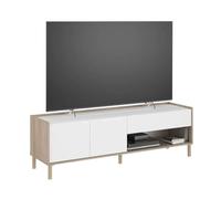 Miroytengo Pack Muebles de Salón, Módulo TV + Mesa Centro Elevable, 2 Aparadores y Mesa Comedor Roble Japonés y Blanco