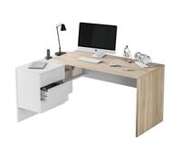 Pack muebles despacho completo moderno 2 mesas escritorio con buck 5 armarios color blanco y roble