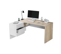 Pack muebles despacho oficina completo 4 mesas 4 armarios color blanco y canadian estilo moderno 73 cm