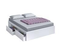 Pack muebles dormitorio completo con en color roble alaska y blanco artik estilo nórdico (cama + cabecero + mesitas + armario) 210 cm