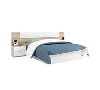 Pack muebles dormitorio estilo nórdico para camas 150 cm (cabezal+2 mesitas+armario)