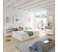 Pack muebles dormitorio matrimonio completo estilo nórdico color roble natur y blanco mate