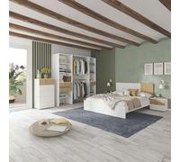 Pack Muebles Dormitorio Matrimonio Ethna Completo Moderno Color Roble Natur y Blanco