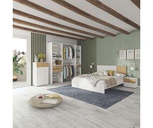 Pack Muebles Dormitorio Matrimonio Ethna Completo Moderno Color Roble Natur y Blanco