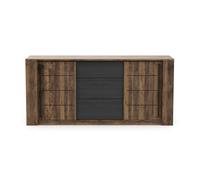 Pack muebles estilo industrial de salón mónaco color roble oscuro y negro