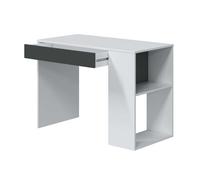 Pack muebles estudio juvenil color blanco y gris oficina despacho estilo moderno (escritorio + estantería)