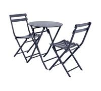 Pack muebles exterior plegables mesa redonda + 2 sillas greensboro jardín terraza estilo contemporáneo color gris