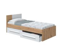 Pack muebles juvenil cama y armario en blanco mate y roble nodi diseño moderno