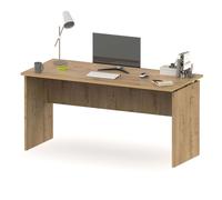 Pack muebles oficina 4 escritorios 155 cm + 3 estanterías diferentes tamaños + aparador + librería color roble gold 68 cm