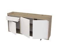 Pack muebles salón comedor lead estilo nórdico color blanco mate y roble artisan