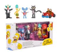 Pack múltiple de Figuras de acción de Los Simpson, Escala de 6,35 cm, de JAKKS Pacific. Incluye a Krusty, Mojo, Itchy, Scratchy y Sideshow Mel, Junto con el Coche de Payasos de Krusty.