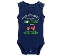 Pack My Diapers I'm Going Golfing With Daddy, mono para bebé, I-azul marino, 3 meses