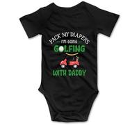 Pack My Diapers I'm Going Golfing With Daddy, mono para bebé, T-negro., 12 meses